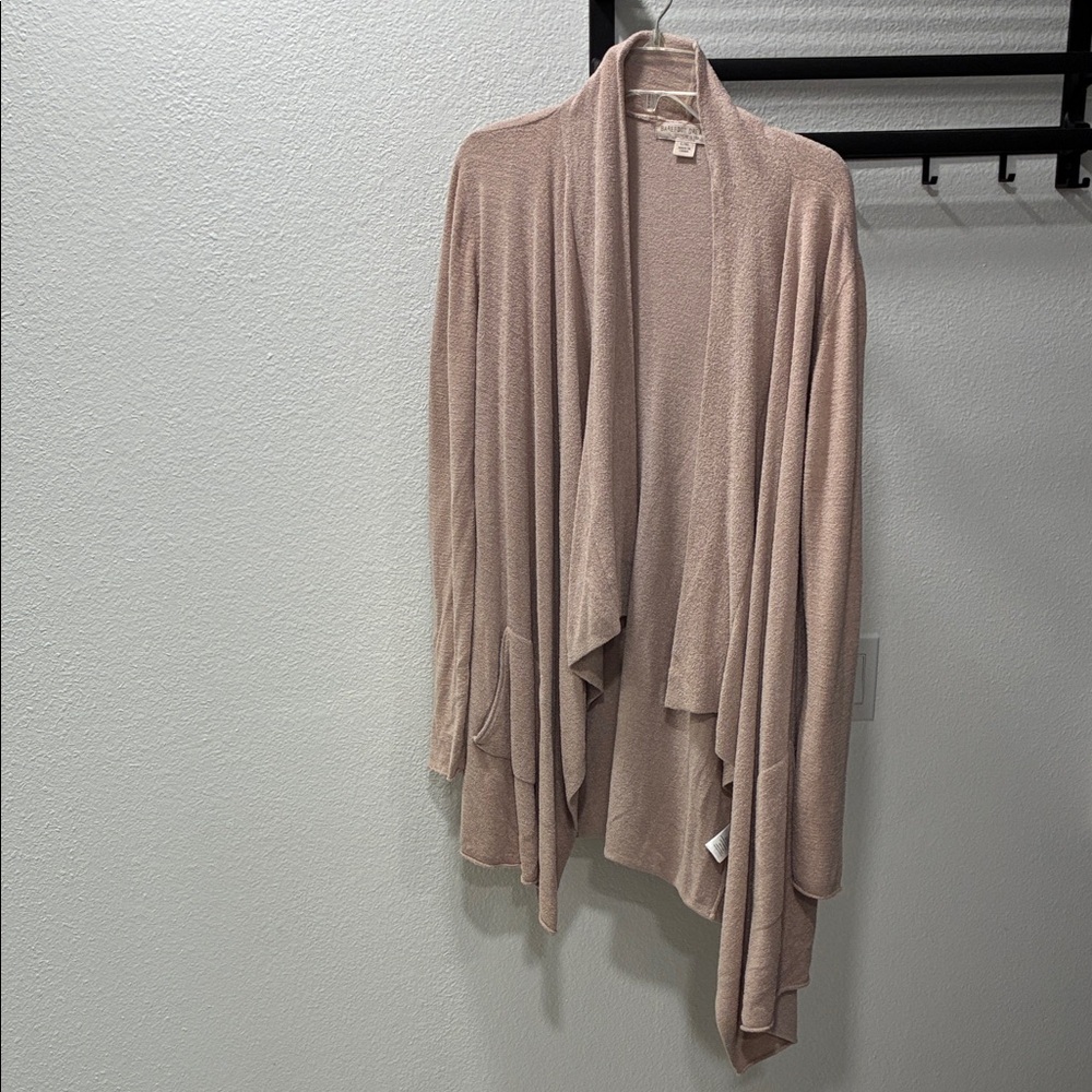 Barefoot Dreams Open-Front Draped Cardigan in Blush Pink